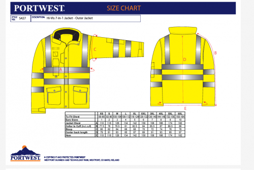 Jacheta Hi-Vis 7-in-1, galben, regular, Traffic, Portwest